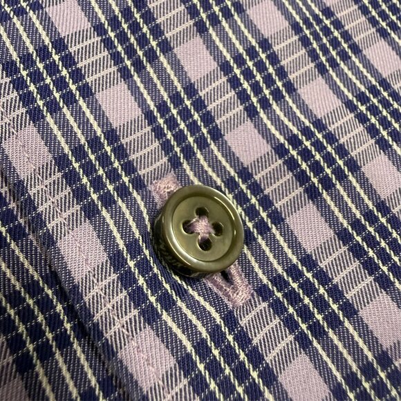 Ermenegildo Zegna Dress Shirt Italy Purple Check Long Sleeve Cotton 17.5 XL - Picture 4 of 9